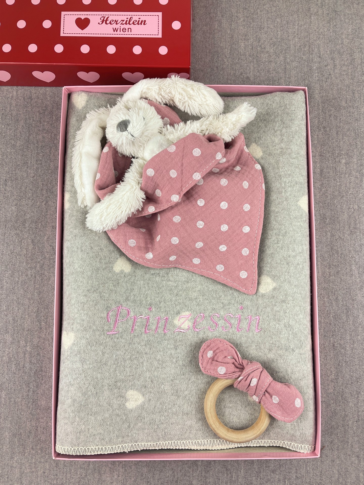 Geschenkbox No. 21 Herz rosa/weiß