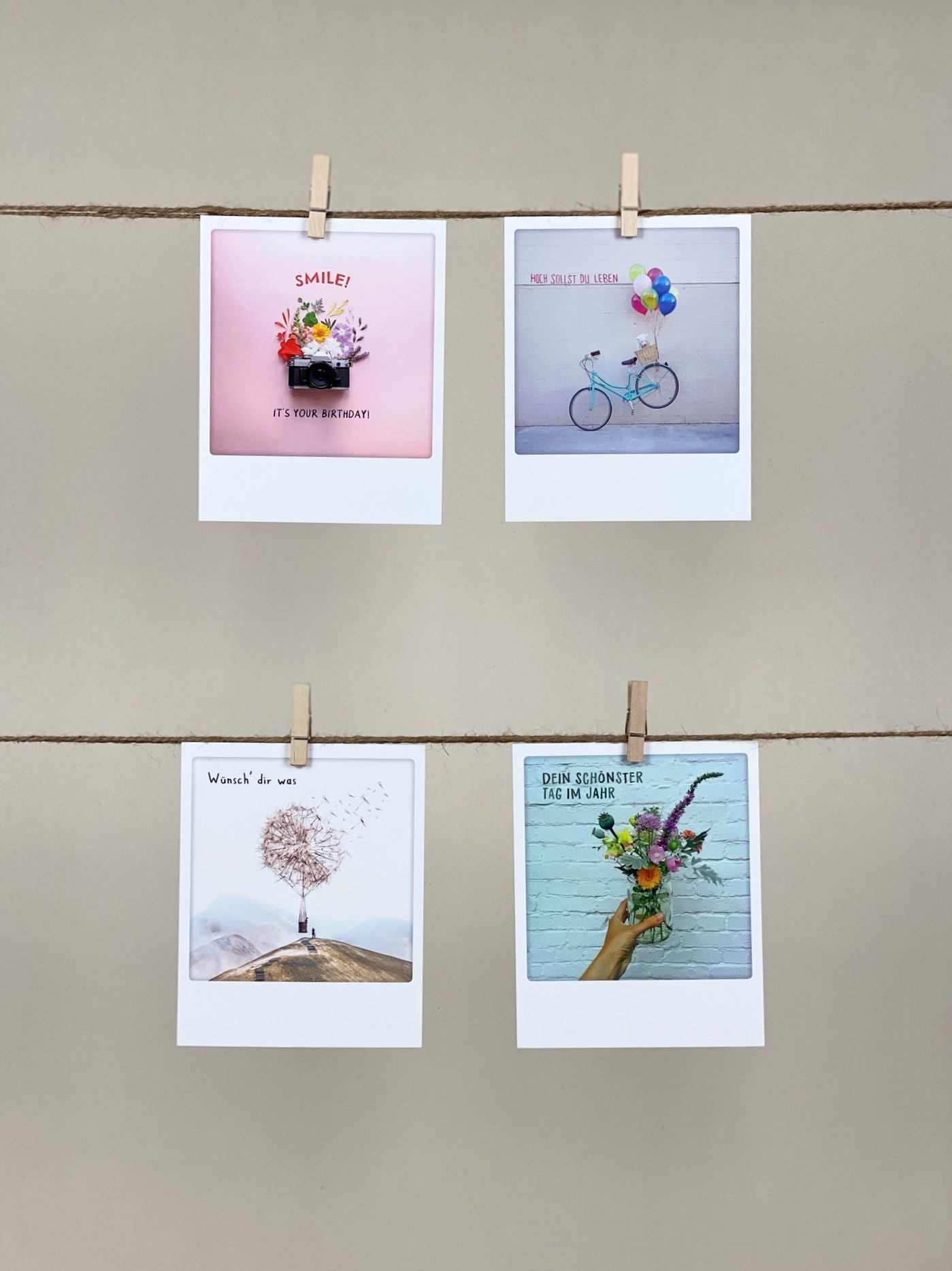 Polaroid-Karten-Set Geburtstag  Sprüche